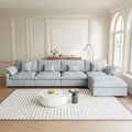 155.9" L Shape Cloud Modular Couches for Living Room, Modern Sectional Sofa with Chaise Ottomans, Deep Seat Couch Cushion Covers Washable&Removable, Sectional Sofas for Home Office Apartment (Grey)