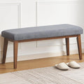 kinmars Upholstered Bench for Bedroom End of Bed,42.5-inch Entryway Bench for Living Room,Dining Bench with Padded Seat and Solid Wood Leg for Kitchen Bedroom,Indoor and Hallway (Bench, Grey)