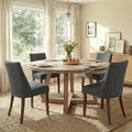 Wooden Dining Chairs Set of 4, Upholstered Farmhouse Fabric Dining Room Chair, Mid Century Kitchen Chair for Restaurant & Cafe, Dark Grey