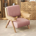 Accent Chair Mid Century Modern Chair, Velvet Upholstered Lounge Arm Chair with Solid Wood, Cozy Seating for Living Room, Bedroom, Balcony (Pink, Single Chair)