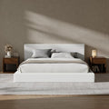 RECCI AirFrame King Size Bed Frame with Headboard, Cloud Upholstered Platform Bed Frame, 5 Inch Foam Cushioned, No Box Spring, Easy Assembly(Snow White)