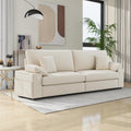 88.58" 3 Seats Deep Seat Sofa Couch, Beige | Side Storage, Removable Cover, Wide Armrest, Fabric, For Small Space