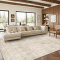 Art&Tuft Washable Rug, Ultra Thin Anti-Slip Backing Abstract 9x12 Area Rug, Low Pile Area Rugs 9x12 Living Room, Stain Resistant Foldable Machine Washable Area Rug (9'x12', Beige)