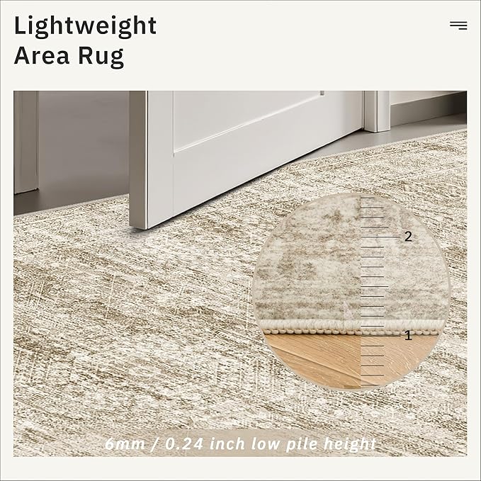 Soalmost Runner Rug 2x12 Washable Non-Slip Hallway Runner Rugs for Kitchen Bathroom Laundry Room Brown Vintage Floor Carpet Runners for Hallways Entryway