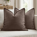 MIULEE Euro Sham Pillow Covers for Bed 26x26, 2 Pack Dark Brown Thick & Textured Decorative Throw Pillow Covers, Neutral Linen Cushion Cases, Modern Farmhouse Home Decor, No Filling