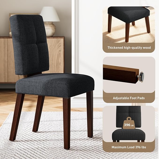 HOMRELEXA Wooden Dining Chairs Set of 6, Dining Room Chairs with Wood Legs, Cloud-Like Cushion & Reinforcement Structure Design for Kitchen/Living Room/Restaurant, Easy Assembly
