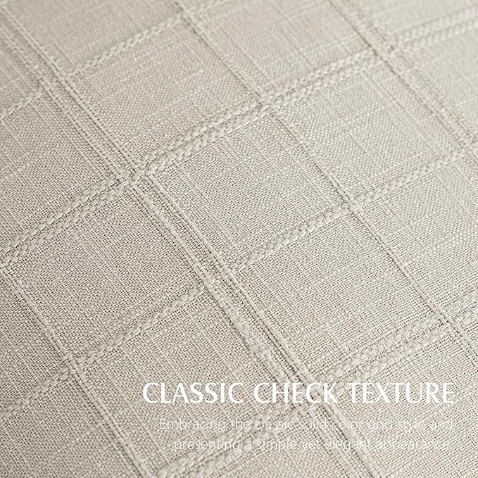 Foindtower Set of 2 Decorative Linen Check Throw Pillow Covers Neutral Farmhouse Vintage Cushion Covers Modern Coastal Boho Home Decor for Sofa Chair Couch Bedroom Living Room,24×24 Inch,Light Grey