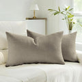 HAUSSY Coffee Throw Pillow Covers 12x20 Inch Set of 2,Boho Decorative Faux Linen Lumber Throw Pillows Cozy Farmhouse Accent Cushion Covers,Home Decor for Couch Sofa Bed Living Room