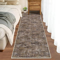 RUGSREAL Modern Runner Rug 2.5x8 Stain Resistant Washable Kitchen Runner Carpet ith Rubber Backing Low Pile Contemporary Solid Color Entryway Mat Ultra Soft Rug for Living Room Bedroom, Brown