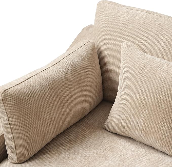 Modular Sectional Sofa Cloud Couch, 155.9" Khaki Modular Couch, Linen Blend Fabric Minimalist Deep Seat Sectional Couches for Living Room, Khaki Sofa Covers Washable&Removable