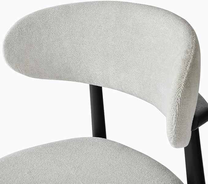 Modern Solid Wood Dining Chairs Set of 2 with Curved Back, Ergonomic Upholstered Seat, Natural Wood Legs with Adjustable Anti-Slip Foot Pad, for Kitchens, Living Rooms, Offices (S-Black, Set of 2)