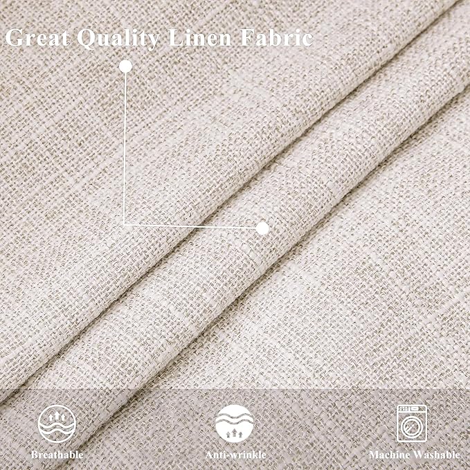decorUhome Summer Decorative Throw Pillow Covers 12x20 Set of 2 Lumbar Faux Linen Outdoor Neutral Farmhouse Pillow Covers with Stitched Edge for Couch Sofa Living Room, Beige