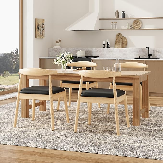 Soohow Dining Chairs Set of 2, Mid Century Modern Kitchen & Dining Room Chairs for Dining Room,Dining Table Chairs with Solid Wood Legs
