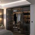 Door55 4 Panel Glass Sliding Closet Door with Aluminum Frame, Silent Glide Technology, Closet Doors Sliding Panels, Closet Doors for Bedrooms, Door Sliding Closet Doors (Lite Smoked Glass, 120x96)