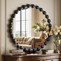 Easly Round Mirror for Wall, 24 Inch Black Beaded Frame Decorative Vanity Mirror, Circle Bathroom Mirror with High-Definition Lense, Modern Wall Decor for Bathroom, Living Room, Bedroom, Entryway