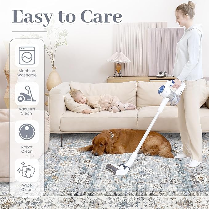 XLUEZ Area Rug 10x12 Living Room Rugs, Machine Washable Vintage Distressed Boho Area Rug Non-Slip Soft Low Pile Large Indoor Rugs for Bedroom Kitchen Dining Room Office(Light Blue,10'x12')