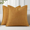 decorUhome Summer Decorative Throw Pillow Covers 26x26 Set of 2 Square Faux Linen Outdoor Neutral Farmhouse Euro Sham Pillow Covers with Stitched Edge for Couch Sofa Living Room, Bronze Gold