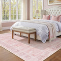 Pink Rug 5x8 for Bedroom Girls, Washable Non Slip Nursery Kids Room Rug Dorm, Aesthetic Distressed Area Rugs for Living Room, Low Pile Thin Carpet Rug for Playroom Dining Room Home Office
