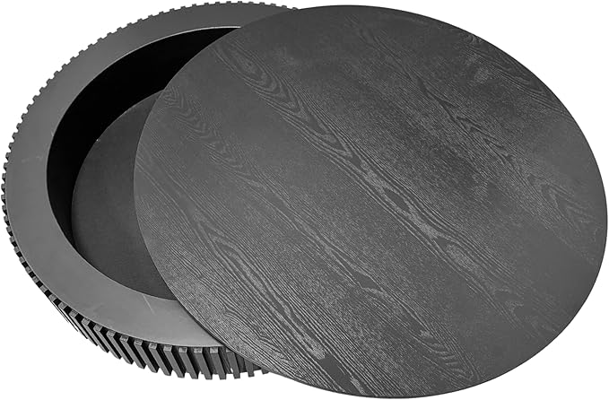 39.37" Round Coffee Table with Storage for Living Room Wood Coffee Table Contemporary Circle Center Table for Apartment, Easy Assembly, Black