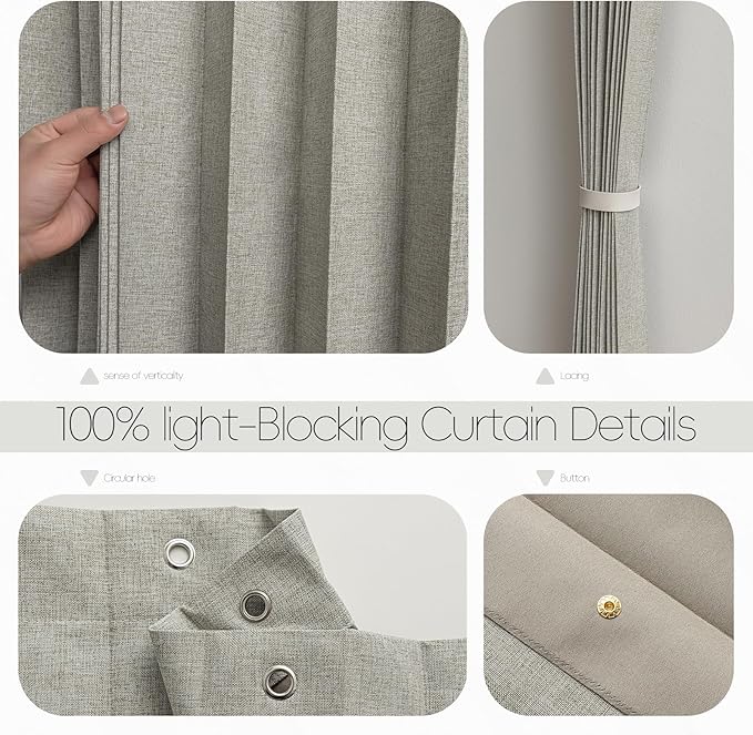 Jilron Accordian Door Curtain, 100% Blackout Folding Magnetic Doorway Curtains,Linen Style Closet Doors,for Room Divider,Privacy Protection（W72 x L78,Grey,1 Panel）