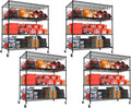 PrimeZone 4 Packs 55.5" W x 24" D x 80" H Heavy Duty Wire Storage Shelves with Wheels, 4 Tier Adjustable NSF Commercial Garage Shelving Unit, Rolling Metal Organizer Shelf Rack for Warehouse, Pantry