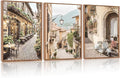 HPINUB Foreign Scenery Framed Canvas Wall Art Set, (Set of 3,12X16 Inch) Vintage Travel City Wall Decor,Modern Minimalist Europe Street Picture Nature Landscape Art Print for Living Room,Bedroom