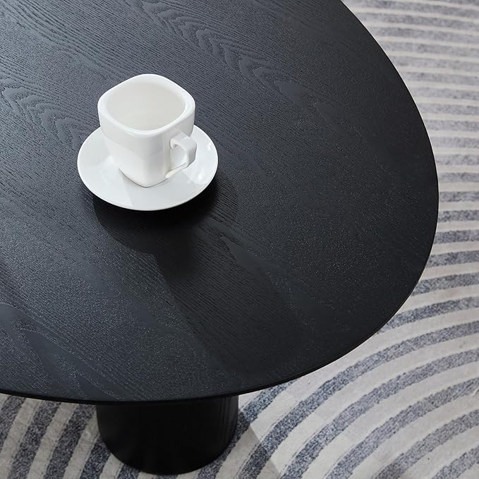 47.24” Oval Coffee Table, Modern Center Table with Storage & Removable Tray, Dinning Table, MDF Side Table for Living Room, Apartment, Small Space, Office.(Black)