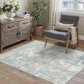 3x4 Washable Area Rug Blue Cream Abstract Non Slip Soft Low Pile Rug for Entryway Kitchen Bathroom Neutral Modern Throw Carpet for Living Room Bedroom Home Decor