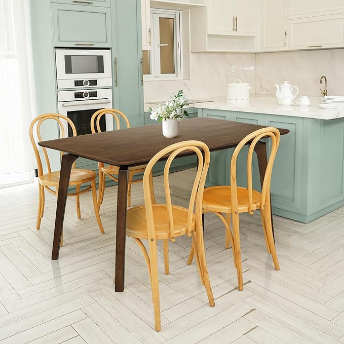 Acacia Verve 48" Solid Wood Dining Table for 4, Rectangular Acacia Wood Kitchen Table, Modern Farmhouse Style, Rustic Natural Finish, Dining Room Furniture, Seats 4 Comfortably (Verve, Walnut)