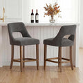 UVV Bar Stools Set of 2, Upholstered Counter Height Bar Stools, Modern Counter Stools with Wood Legs for Kitchen Island Dining Room Bar, Dark Grey