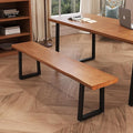 Solid Wood Top Bench with Metal Legs Durable Long Bench for Home Office Living Room Dining Room Versatile Multi Size Options Perfect Chair Stool Dining Bench Dining Chair (Light brown bench, 70.87in)
