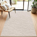 Vaukki 3x5 Area Rug for Living Room, Soft Fluffy Washable Modern Floral Indoor Floor Mat, Non Slip Shaggy Boho Accent Throw Carpet for Bedroom, Living Room, Nursery and Dining Room, Beige