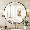 Sweetcrispy 28in Black Round Bathroom Mirrors for Wall, Bathroom Mirrors for Over Sink, Wall Decor for Bathroom, Entryway, Bedroom, Vanity