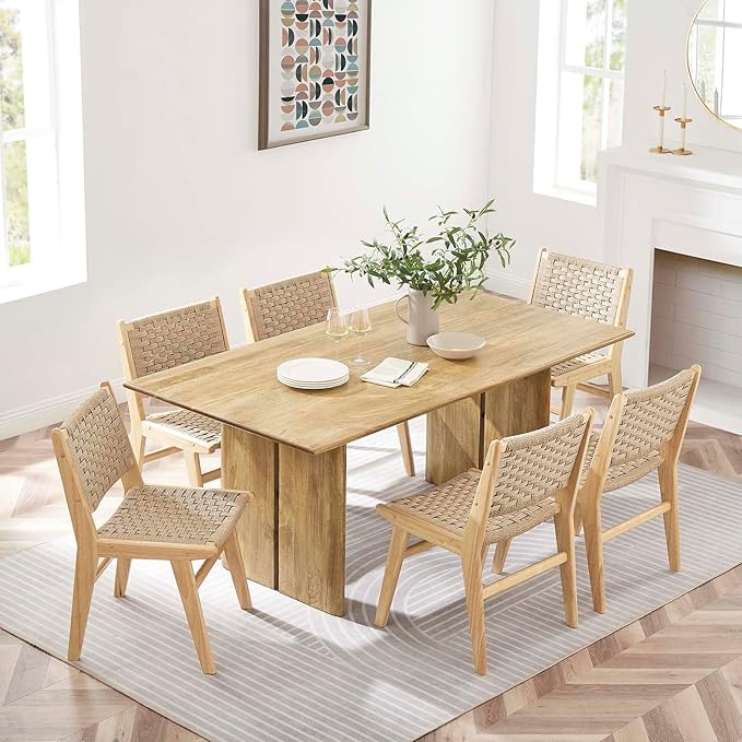 Modway Amistad 72" Solid Wood Modern Farmhouse Rectangular Dining Table in Oak