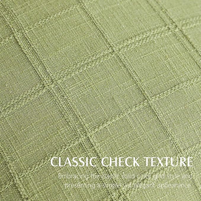 Foindtower Set of 2 Decorative Linen Check Throw Pillow Covers Neutral Farmhouse Vintage Cushion Covers Modern Boho Accent Home Decor for Sofa Chair Couch Bedroom Living Room,18×18 Inch,Light Green