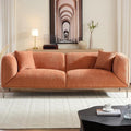 82.7" Modern Couch Boucle 3 Seater Sofa, Upholstered Minimalist Curved Sofas with Metal Legs, Cozy Luxury Deep Seat Memory Foam Couches for Living Room Bedroom Home Office Apartment, Orange