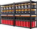 Set of 2 Garage Shelving Heavy Duty, 5-Tier Storage Shelves, Home Storage Rack, Utility Metal Shelf, Adjustable Shelving Unit, for Dorm, Basement, Kitchen,17.7" D x 45.6" W x 71.2" H, Black