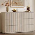 SICOTAS Fluted Buffet Sideboard Cabinet with Larger Drawers, Modern Credenza Accent Sideboard with Storage, Mid Century Media Console Coffee Bar Table for Dining Room Hallway Kitchen (2 PCS)