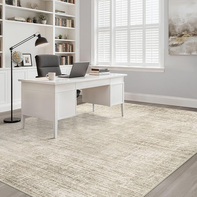 8x10 Area Rugs Living Room: Washable Large Neutral Beige Rug Abstract Soft Modern Stain Resistant Indoor Floor Non-Slip Carpet for Bedroom Nursery Kids Office Playroom Dining Room Under Table Home