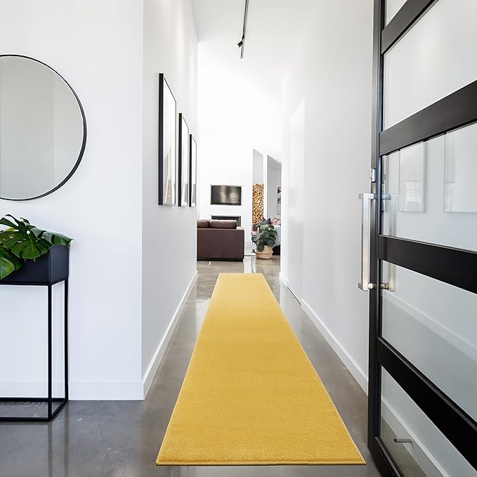 Nourison Home Nourison Essentials Yellow 2'2" x 20' Area Rug - Easy Clean, Non Shedding, Bed Room, Living Room, Dining Room, Kitchen (20' Runner)