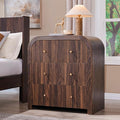 T4TREAM Fluted Dresser with 3 Drawers, 32" Tall Modern Chest of Drawers with Thickened Curved Profile Design, Wood Closet Clothes Storage Organizer for Bedroom, Living Room, Hallway, Dark Walnut