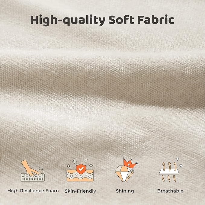 RECCI AirFrame King Size Bed Frame with Headboard, Cloud Upholstered Platform Bed Frame, 5 Inch Foam Cushioned, No Box Spring, Easy Assembly(Beige Chenille)