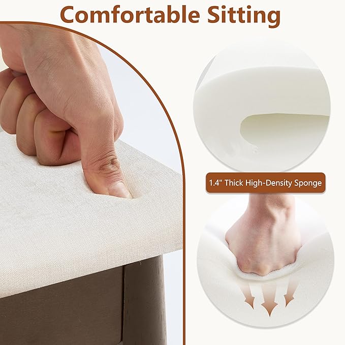 Royal Windsor Vanity Stool with Saddle Cushion, 18 Inch Makeup Vanity Chair for Living Room, Modern Foot Stool Ottoman Piano Bench,Small Upholstered Bench for Bedroom, White