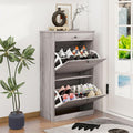 FTZxHKLX Shoe Storage Cabinet with 2 Flip Drawers, Narrow Freestanding Hidden Shoe Rack Cabinet, Pet-Proof Shoe Organizer for Closet, Entryway, Hallway, Wash Grey