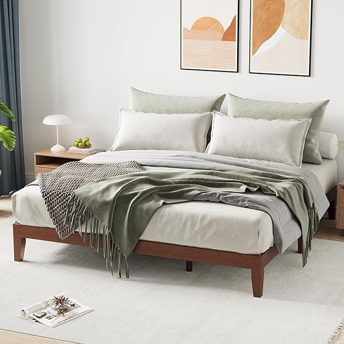 COLAMY 12 Inch Sturdy King Size Wood Platform Bed Frame, Easy Assembly Bed Frame with Wood Slat Support, No Box Spring Needed, Espresso