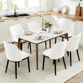 GarveeHome Wooden Dining Chairs Set of 6, Upholstered Kitchen Dining Room Chairs with Padded Seat and Wood Legs, Modern Fabric Side Dinner Chair for Kitchen, Dining Room, Restaurant, Cafe