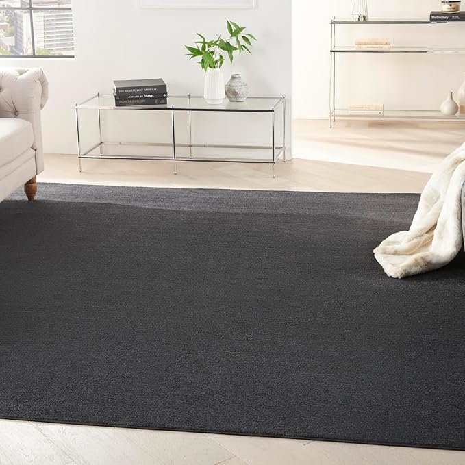 Nourison Home Nourison Essentials Black 9' x Square Area Rug - Easy Clean, Non Shedding, Bed Room, Living Room, Dining Room, Kitchen (9' x Square)