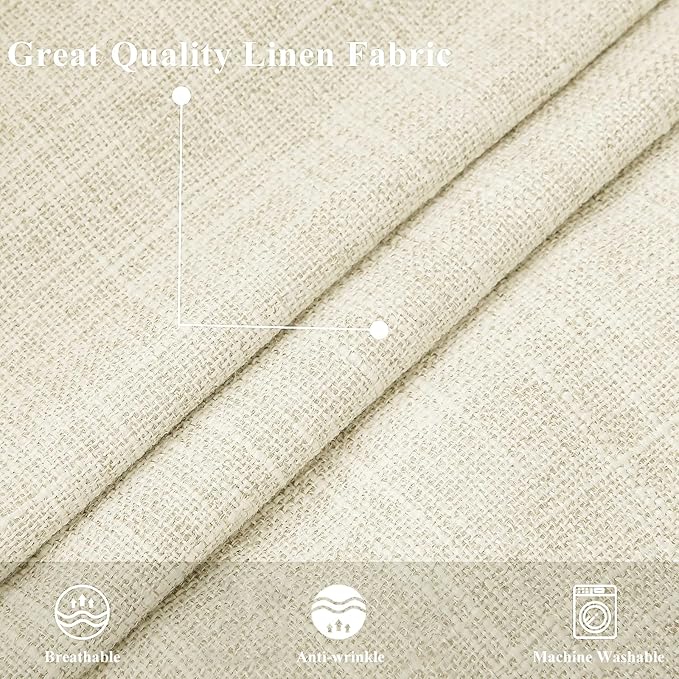decorUhome Summer Decorative Throw Pillow Covers 26x26 Set of 2 Faux Linen Farmhouse Euro Sham Pillow Covers with Stitched Edge Outdoor Neutral Pillow Covers for Couch Sofa Living Room, Cream White