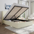 SHA CERLIN Full Size Lift Up Storage Bed/Chenille Fabric Upholstered/Modern Wingback Headboard/Platform Bed Frame/Hydraulic Storage/No Box Spring Needed/Wood Slats Support/Cream