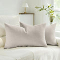 HAUSSY Oatmeal Throw Pillow Covers 12x20 Inch Set of 2,Boho Decorative Faux Linen Lumber Throw Pillows Cozy Farmhouse Accent Cushion Covers,Home Decor for Couch Sofa Bed Living Room